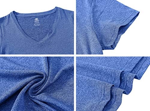 MoFiz kadın Kısa Kollu Atletik Gömlek Serin Kuru Aktif Spor T-Shirt V Yaka Egzersiz Tee
