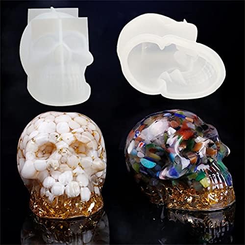 3D Kafatası Reçine Kalıp, Kafatası Mum Kalıp, Epoksi Kalıp Reçine Döküm için, Balmumu, Sabun, Beton, Mum, Cadılar Bayramı Parti
