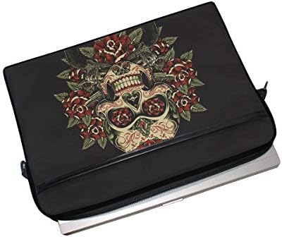 MRMIAN Vintage Gül ve Kafatası Laptop Case Çanta Kol Taşınabilir / Crossbody Messenger Evrak Cabrio w / Kayış Cep için MacBook