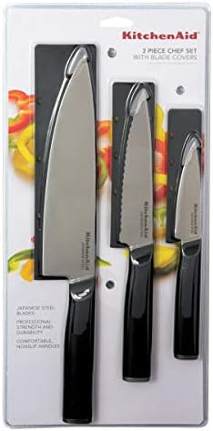 KitchenAid Klasik Şef Bıçağı Seti, 3 Parçalı, Siyah