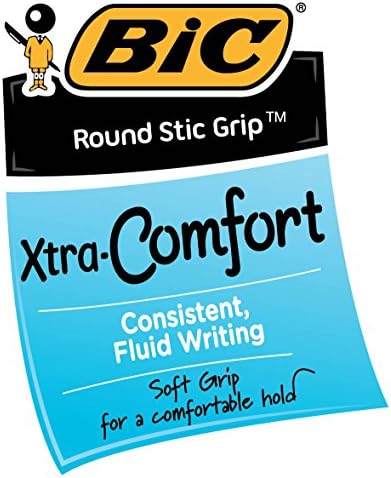 BIC Round Stic Grip Xtra Comfort Tükenmez Kalem, İnce Nokta (0,8 mm), Kırmızı, 12 Sayım