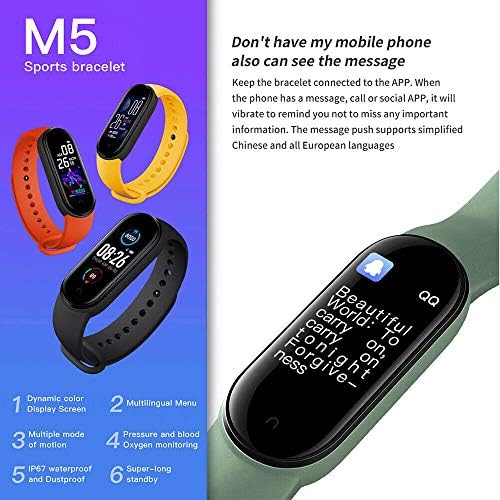 QıaoJıa M5 Akıllı Spor Band Spor Izci Pedometre Kalp Hızı Kan Basıncı Monitörü Bluetooth Smartband Bilezikler Erkek Kadın,