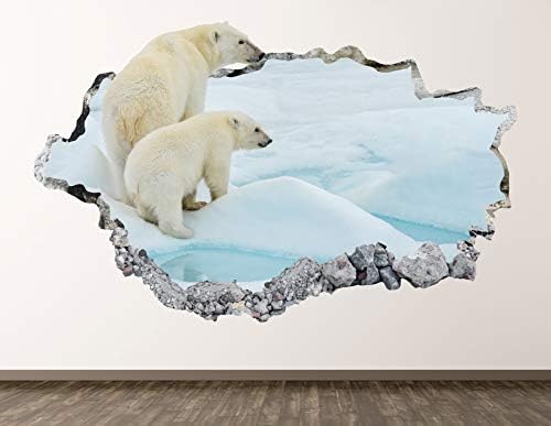 Kutup Ayısı Aile Duvar Çıkartması Sanat Dekor 3D Çökerttiğini Arktik Okyanusu Hayvan Sticker Poster Çocuk Odası Duvar Özel