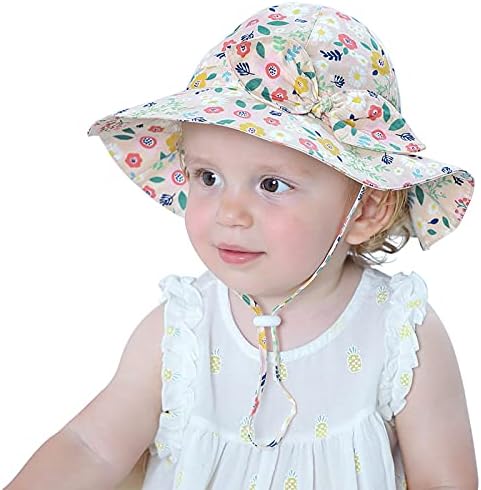 Bebek Kova Şapka, Yürüyor Çocuk Kız Meyve Ilmek Kap Plaj UPF 50 + Geniş Ağız Güneş Şapka 18 M-4 T