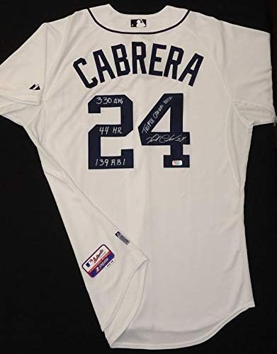 Miguel Cabrera İmzalı Detroit Tigers Home Authentic Cool Base Forması - Triple Crown 2012 ve 330 ORT, 44 SAAT, 139 RBI Yazıtları