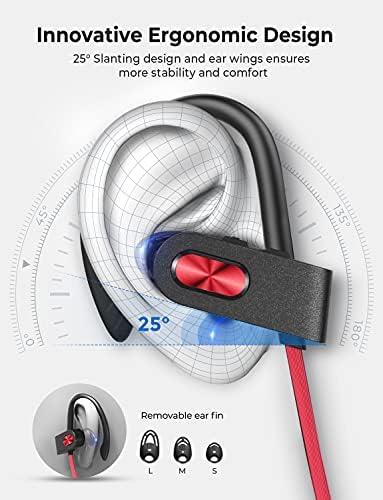Bluetooth Kulaklıklar, Alev 2 Bluetooth 5.0 Kablosuz Kulaklık Sporları, 22 Saat Çalma Süresi 25° Ergonomik Kulak Kancaları,