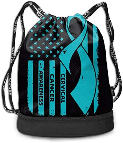 İpli Sırt Çantası Amerikan Bayrağı Rahim Ağzı Kanseri Farkındalık Omuz Çantaları