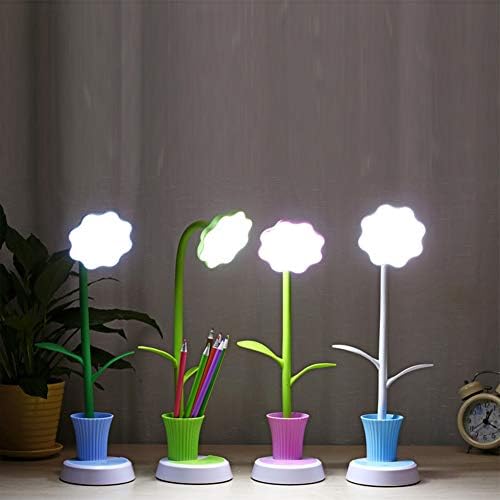 Meiyiu LED Güneş Çiçek Kadm Masa Lambası, Mini USB Ücretli Göz Protectione Yatak Öğrenme Işık Pembe