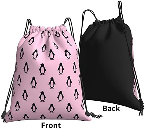 Sevimli penguen ipli sırt çantası, spor salonu Sackpack çanta Yoga spor yüzme seyahat plaj İçin