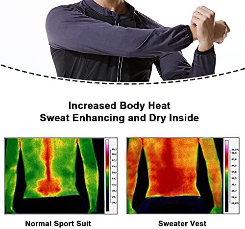NINGMI Sauna Takım Elbise Erkekler için Ter Ceket Uzun Kollu Egzersiz Sauna Gömlek Fermuar Neopren Spor Salonu Zayıflama Üst