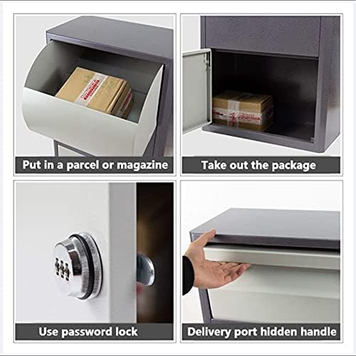 ZYSM Posta Kutusu Şifreli Kilitli Ekstra Büyük Kapasiteli Paket Posta Kutusu Posta Kutusu Dış Duvara Monte Posta Kutuları Bağlantısız