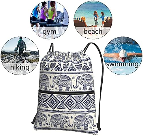 İpli sırt çantası Fil Dize Cinch Çanta Büyük Spor Spor Sackpack Erkekler Kadınlar için Çocuklar Plaj Okul Seyahat Egzersiz