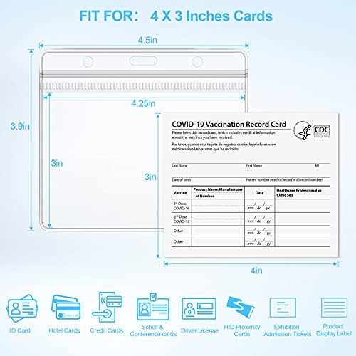 5 Paket Aşılama Kartı Koruyucu 4x3 İnç CDC Aşılama Kayıt kart tutucu Şeffaf Plastik Kollu Su Geçirmez Medicare Kredi Kartvizit