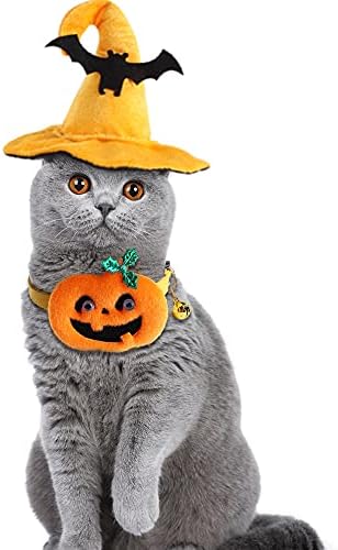 Gist Cadılar Bayramı Pet Tatil Sarı Yarasa Şapka Kabak Yaka Köpek Kedi Kostüm Açık Pet Dekorasyon