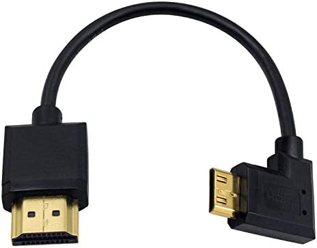 Duttek Mini HDMI-Standart HDMI Kablosu, HDMI-Mini HDMI Kablosu, Ultra İnce Sol Açılı 90 Derece Mini HDMI Erkek-HDMI Erkek Kablo