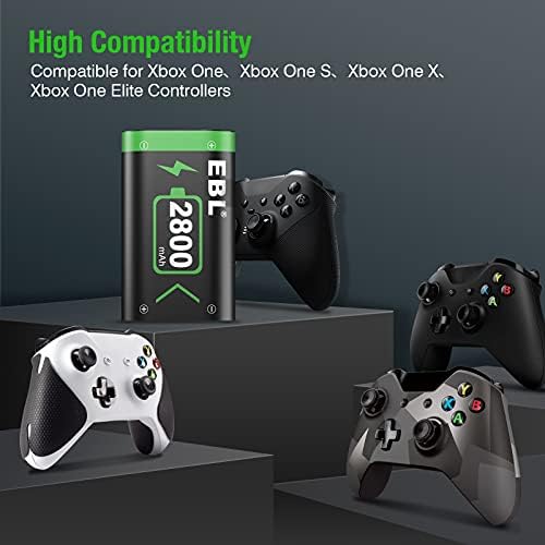 EBL şarj edilebilir pil Paketi için Xbox One / Xbox One S / Xbox One X / Xbox One Elite Kontrolörleri, 2800 mAh Yüksek Kapasiteli