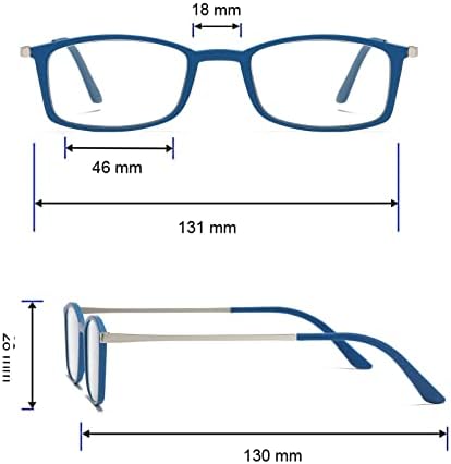 KoKoBin Ultra ince anti-mavi okuma gözlükleri, parlama önleyici gözlükler (Mavi, 2,00)