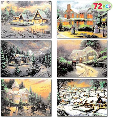 72 Karlı Kasaba Tebrik Kartları Tebrik Kartları Noel Kartları Çeşitler Zarflar ile Tatil sezonu için, Noel Hediyeler Kartları