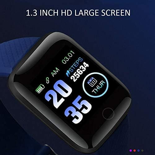 hhscute Akıllı Saatler,Android/iOS Telefonlar için Akıllı Bileklik Sağlık Fitness Su Geçirmez Yükseklik Ölçer (Mavi)