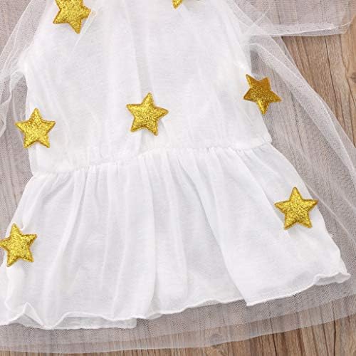 Newmao Toddler Kız Kısa Kollu Yıldız Prenses Dantel Tutu Elbise Prenses Rahat Giysiler