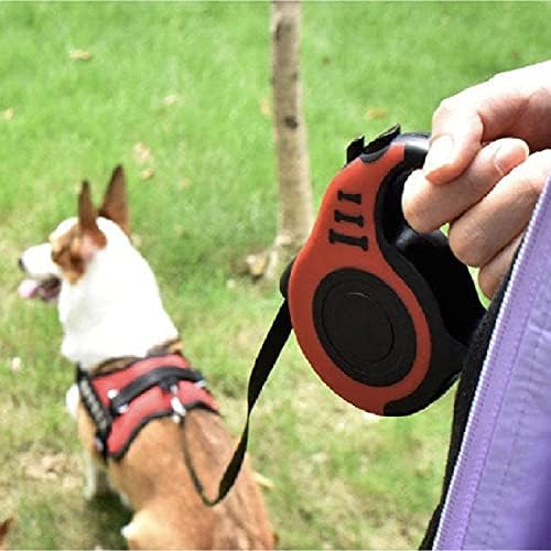 JW TECH Geri Çekilebilir Köpek Yürüyüş Tasması, 360° Dolaşmayan, Kaymaz Saplı 11.5 ft Güçlü Naylon Bant ,Bir Düğme Kilidi ve