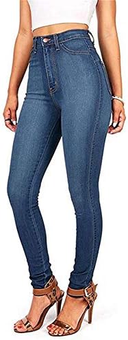 Andongnywell kadın Yüksek Rise Skinny Jeans Yüksek Waisted Slim Fit Denim Pantolon Tayt ıle Fermuar Cepler