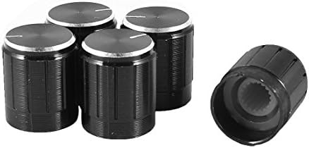 Aexıt 5 Adet Değişken Dirençler 6mm Delik Çapı Potansiyometre Topuzu Kapak Kap Potansiyometreler 15mm x 17mm Siyah