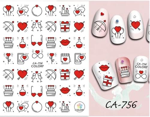 6 Levhalar sevgililer Günü Nail Art Etiketler Aşk Gül Paris Kulesi Cupid Nail Art Çıkartmaları 3 Kendinden Yapışkanlı Tırnak