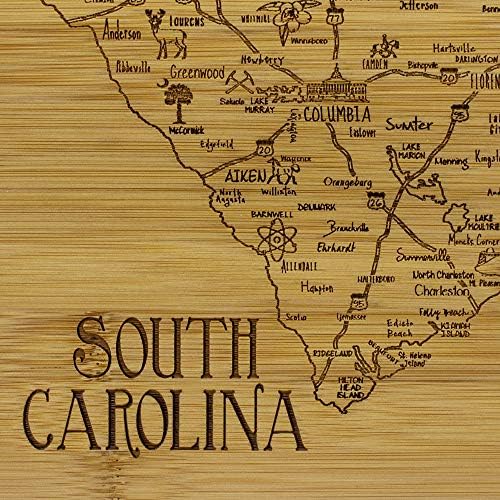 Tamamen Bambu Bir Dilim Hayat Güney Carolina Eyaleti Servis ve Kesme Tahtası, 11 x 8.75