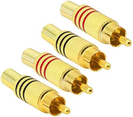 PNGKNYOCN RCA Stereo konnektör Fişi ile Bahar Koaksiyel Ses Lehimsiz Altın Kaplama Adaptörü için Onarım Hoparlör Kabloları(4-Pack)