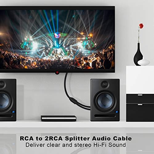 RCA Y-Adaptör Stereo Ses Kablosu,EMK Subwoofer/Koaksiyel Ses Kablosu Altın Kaplama Konektörler için Mükemmel Ses Kalitesi (6.6