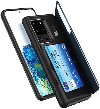 SKİNU Galaxy S20 Kılıf Cüzdan Siyah Gizli Kredi Kartı Tutucu Kimlik Yuvası ile Sert Kapak, Kayış, Ayna ve USB Adaptörü Samsung