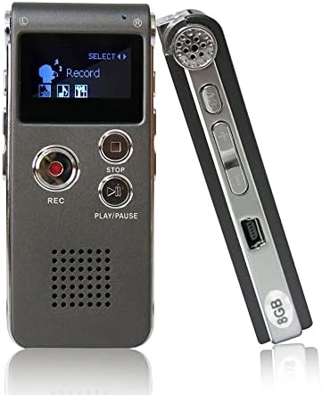 FEGOCLT Taşınabilir LCD Ekran 8 GB Dijital Ses Kaydedici Telefon Ses Kaydedici MP3 Çalar Kulaklık