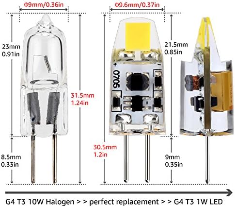 JAUHOFOGEI G4 LED Ampul 12 V, 1 watt Halojen Ampul 10 W için LED Değiştirme, Günışığı Beyaz 6000 K, Bi Pin Bankası, JC Tipi