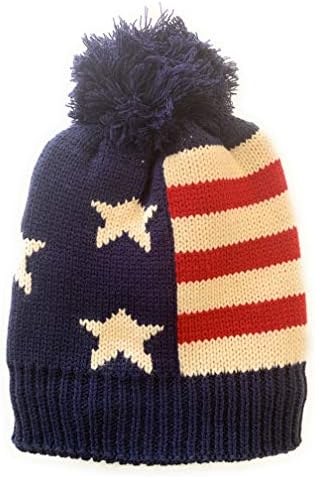 Ponponlu ve Rahat Polar Astarlı Americana Örgü Bere Bayrak Şapkası, Bere Şapkaları, Polar Astarlı Şapkalar