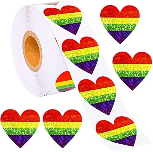 100-500 pcs Gökkuşağı Çizgili Aşk Kalp Şerit sevgililer Günü Sticker Yayılan Aşk Hediyeler Ambalaj Sızdırmazlık Etiket