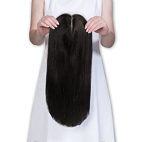 Uniwigs Remy İnsan Saç Mono Postiş, Kapatma, El Yapımı Bağlı Üst Saç Parçası, düz 16 İnç Saç Dökülmesi için (G-2 Koyu kahverengi)