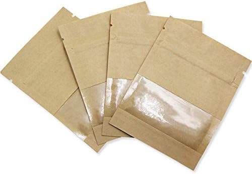 1000 Paketi Temizle Pencere Kraft kağıt için Zip Çanta yeniden kapatılabilir kilit Mühür gıda saklama torbaları fermuar Kilit