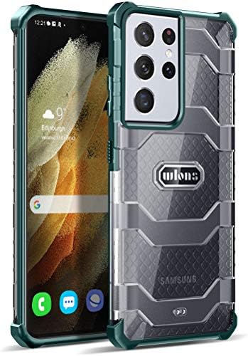 Hicaseer Galaxy S21 Ultra 5G Durumda, dahili Yastık Hava Yastığı Saydam Kaymaz ve Damla Geçirmez [Destek Kablosuz Şarj] Samsung