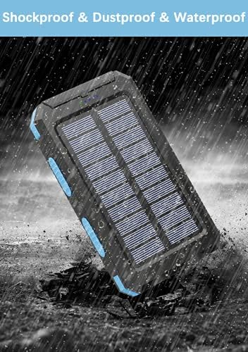 Cep Telefonları için Solar Şarj Cihazı 20000mAh Taşınabilir Güneş Enerjisi Bankası, Çift USB/LED El Feneri ile Kamp Suya Dayanıklı