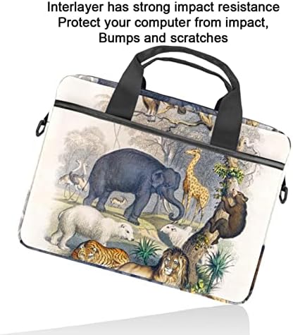 Handdrawn Hayvanlar laptop çantası Kadınlar için Messenger omuzdan askili çanta 14.5 İn Laptop taşıma çantası İş Evrak Çantası