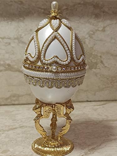 Koruyucu Melek Faberge yumurta Müzik Kutusu GERÇEK YUMURTA Biblo EL YAPIMI Vaftiz Hediye Kız için İlk Communion Mücevher Kutusu