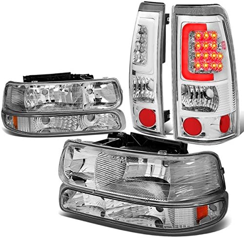 Chevy Silverado GMT800 ile uyumlu 4 adet Çifti Krom Amber Köşe Far + Krom Şeffaf Lens 3D LED Kuyruk ışık