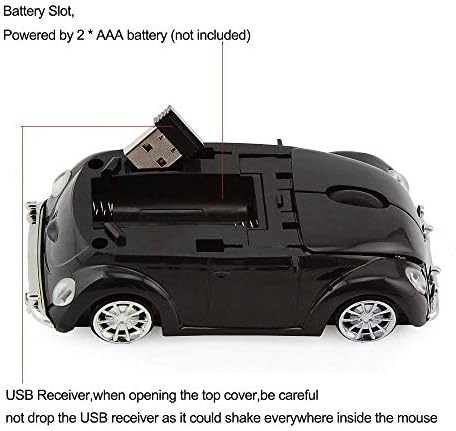VW Beetle için FASBEL Spor Araba Fare Kablosuz Fare Taşınabilir Bilgisayar Dizüstü Fareler Optik Fare (Siyah)