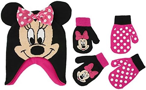 Disney Kızlar Minnie Mouse ve Vampirina Kış Şapka ve 2 Çift Mitten veya Eldiven Seti (Yürümeye Başlayan/Küçük Kız)
