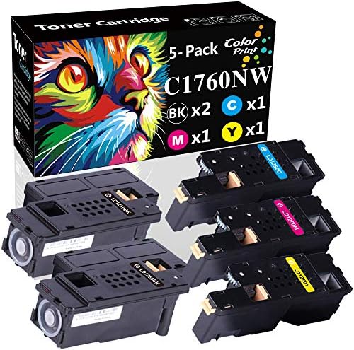 5-Pack ColorPrint Uyumlu C1760NW Toner Kartuşu Değiştirme için Dell 1250C 1350CNW 1355CN 1355CNW C1765NF 810WH C5GC3 XMX5D