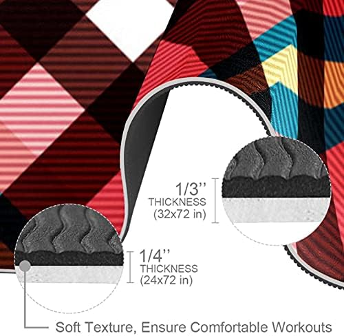 Unicey Ekose Desen Pembe Yoga Mat Kalın Kaymaz Yoga Paspaslar için Kadın ve Kız egzersiz matı Yumuşak Pilates Paspaslar, (72x24