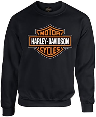 Harley-Davidson Erkek Bar & Kalkan Uzun Kollu Ekip Boyun Polar Sweatshirt, Siyah