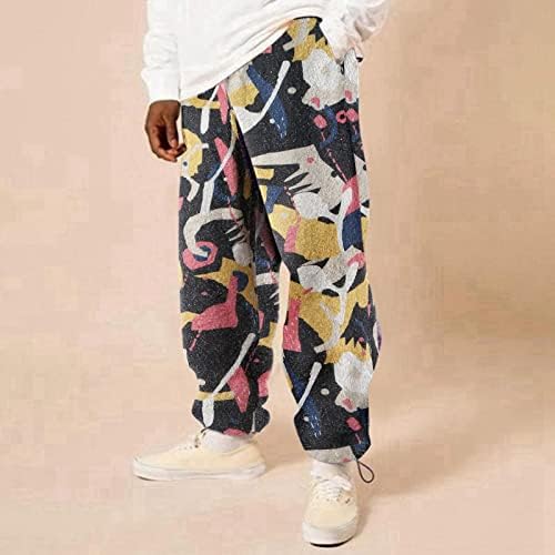 XXBR Lambswool Pantolon Mens için, Komik Grafik Baskılı Sıcak Pijama Pantolon Moda Elastik Bel Ayarlanabilir koşucu pantolonu
