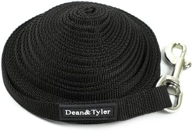 Dean & Tyler Paslanmaz Çelik Donanıma Sahip Çift Katlı Naylon Köpek Tasması, 90 Fit x 3/4 İnç, Siyah